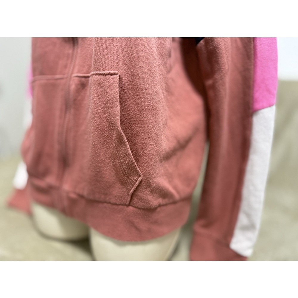 Victoria's Secret PINK Zip‎ Hoodie Color Block Blue White Large Gym School Class - Picture 2 of 7